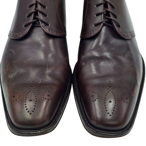 Bally Switzerland Mens Size 10D Dark Brown Leather Dress Shoes Medallion Oxfords - Picture 2 of 10